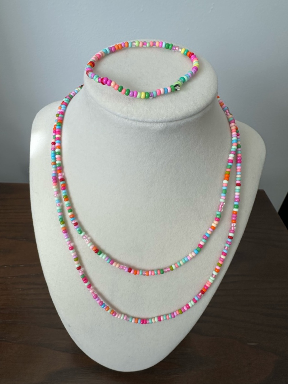 Colorful Multicolor Seed Bead Necklace and Bracelet Set - Women's Jewelry